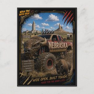 Postal Camión Monstruo Fuera de Carretera de Nebraska Art