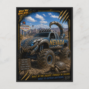 Postal Camión Monstruo Fuera de Carretera de Nevada Arte