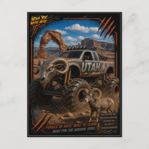 Postal Camión Monstruo Fuera de Carretera de Utah Arte