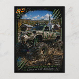 Postal Camión Monstruo Fuera de Carretera de Vermont Arte