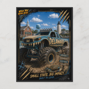Postal Camión Monstruo Fuera de Carretera Delaware Arte