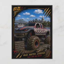 Postal Camión Monstruo Fuera de Carretera Mississippi Art