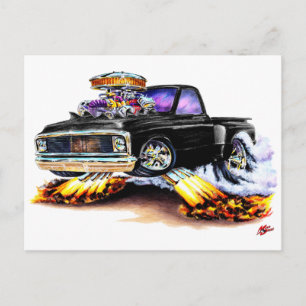 Postal Camión negro Chevy C10 1970-72