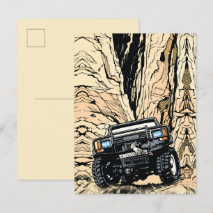 Postal Camión Retro Fuera de Ruta Rock Crawl Arte Pop