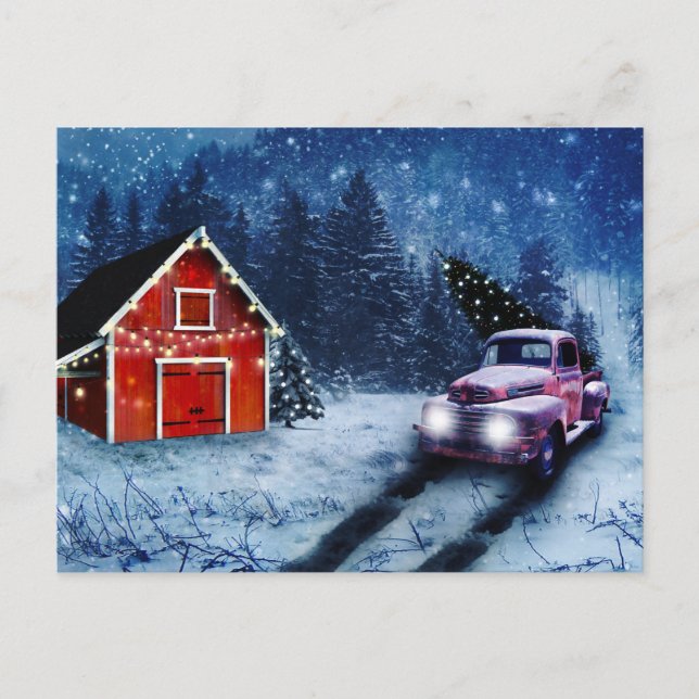 Postal Camión Rojo Antiguo (Anverso)