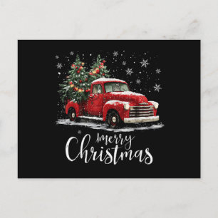 Postal Camión Rojo Antiguo Santa Árbol Feliz Navidad Dive