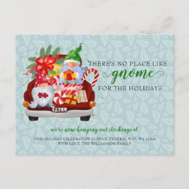 Postal Camión rojo lindo Holiday Gnome que hemos movido