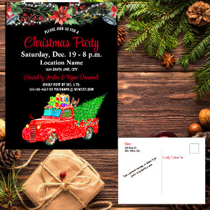Postal Camión Rojo, Perro, Fiesta Navidades Botánicos