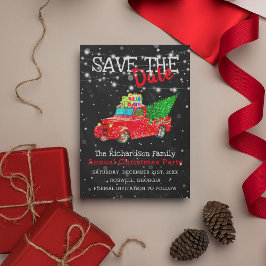 Postal Camión Rojo Snowy Colorido | Navidades Guardar la 