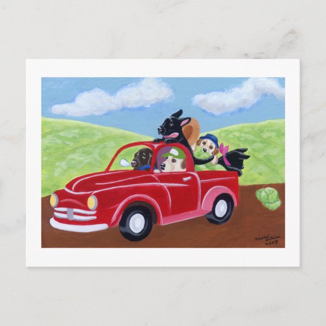 Postal Camión Rojo y Labores (Anverso)