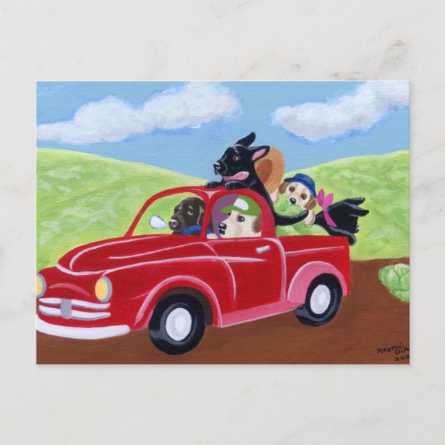 Postal Camión Rojo y Labores (Anverso)