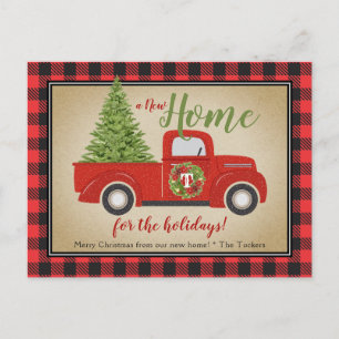 Postal Camión ruso de Navidades rojos con cola de búfalo