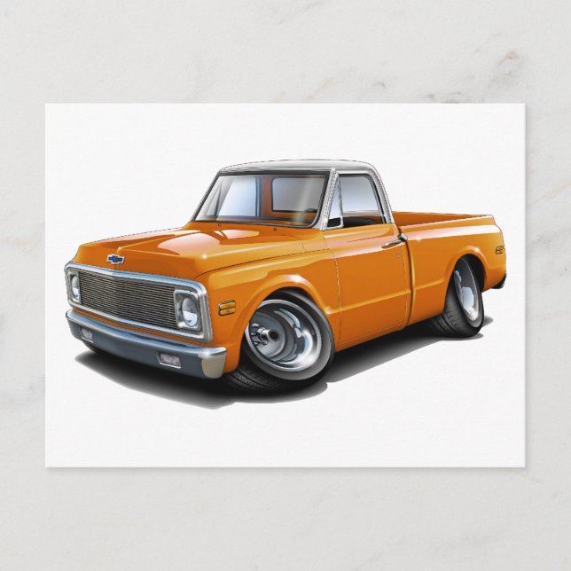 Postal Camión superior Chevy C10 Naranja-blanco 1970-72 (Anverso)