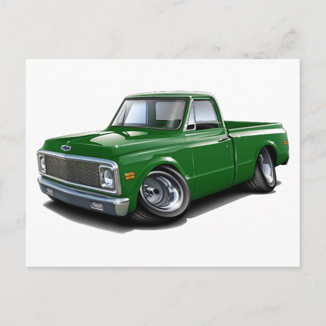 Postal Camión verde Chevy C10 1970-72 (Anverso)