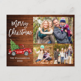 Postal Camión vintage con guión de pincel 3 Navidades de 