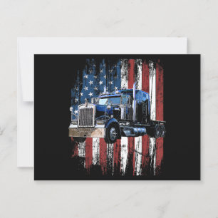 Postal Camionero Conductor De Camión De Bandera Estadouni