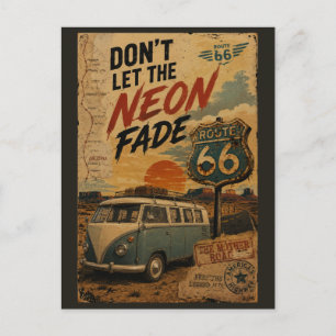 Postal Camioneta vintage Ruta 66 Arizona Neon junto a la 