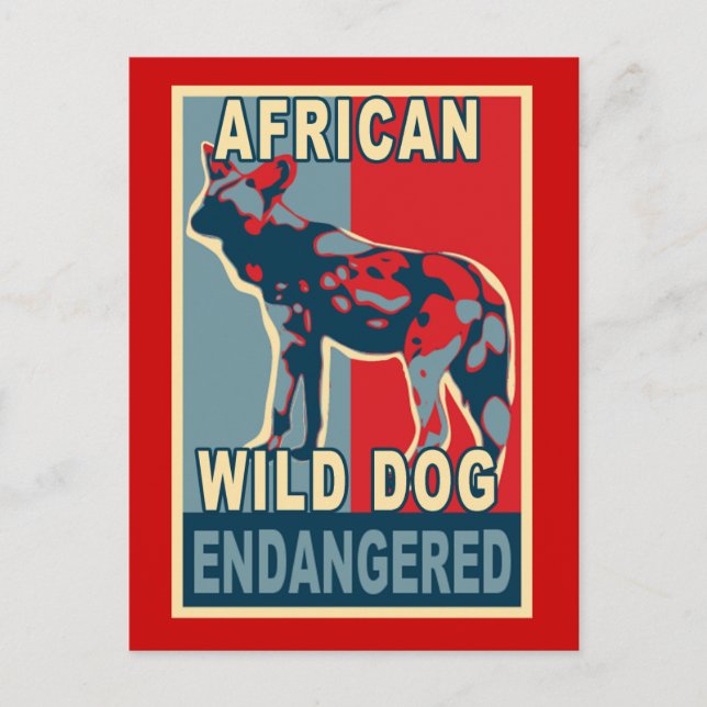 Postal Camisas de arte pop de perros salvajes africanos e (Anverso)