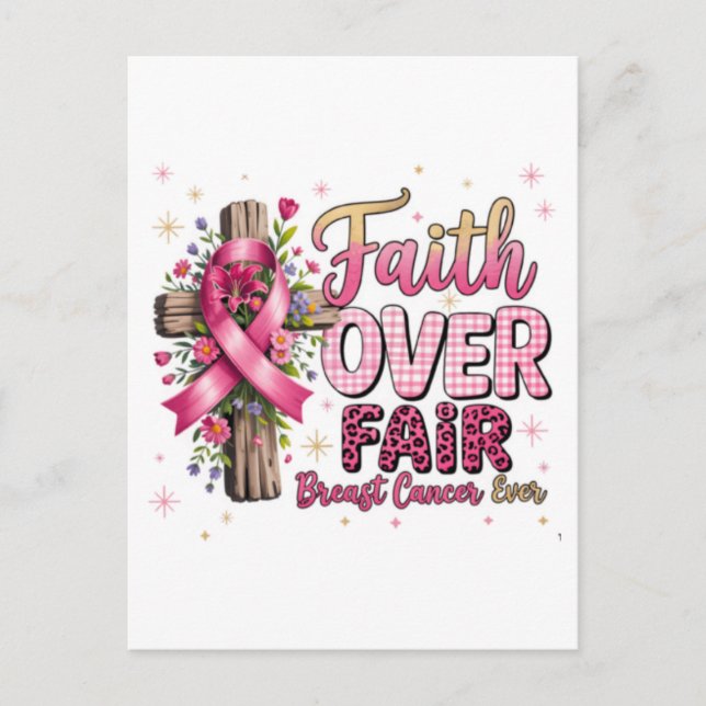 Postal Camiseta Bow de cáncer de mama 2025 | Cáncer de ma (Anverso)