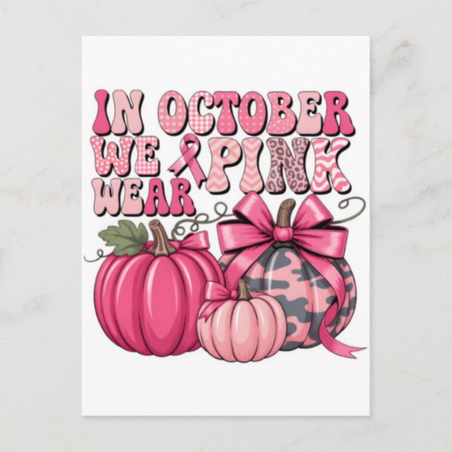 Postal Camiseta Bow de cáncer de mama 2025 | Cáncer de ma (Anverso)