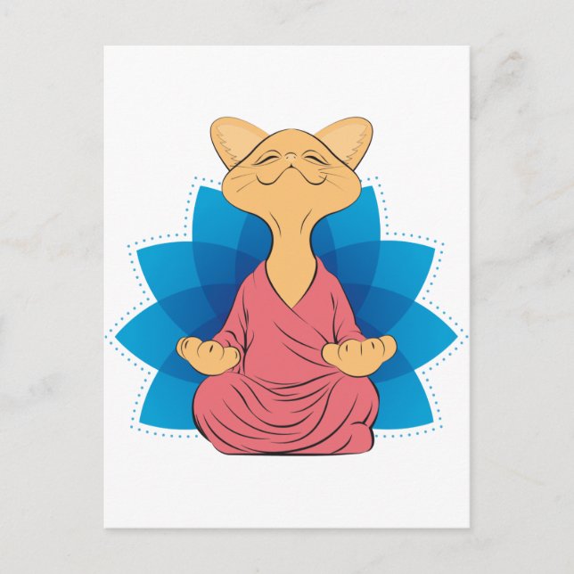 Postal Camiseta Buddha cat meditating - Guru cat - Namast (Anverso)