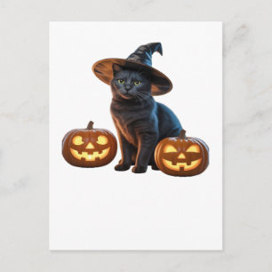Postal Camiseta clásica de magia de gato negro de Hallowe