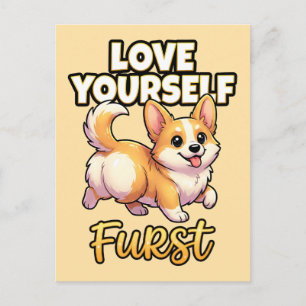 Postal Camiseta de Amor Propio de Corgi Adorable – Ama a 