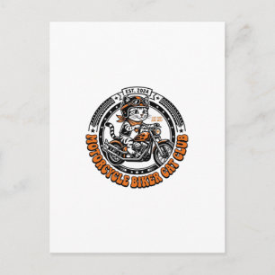 Postal Camiseta de arte para amantes de gatos en motocicl