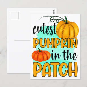 Postal Camiseta de calabaza de otoño, camiseta de otoño d