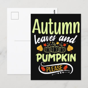 Postal Camiseta de calabaza de otoño, camiseta de otoño d