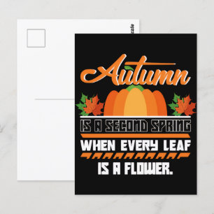 Postal Camiseta de calabaza de otoño, camiseta de otoño d