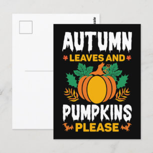 Postal Camiseta de calabaza de otoño, camiseta de otoño d