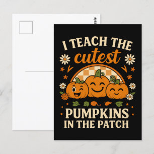 Postal Camiseta de calabaza de otoño, camiseta de otoño d