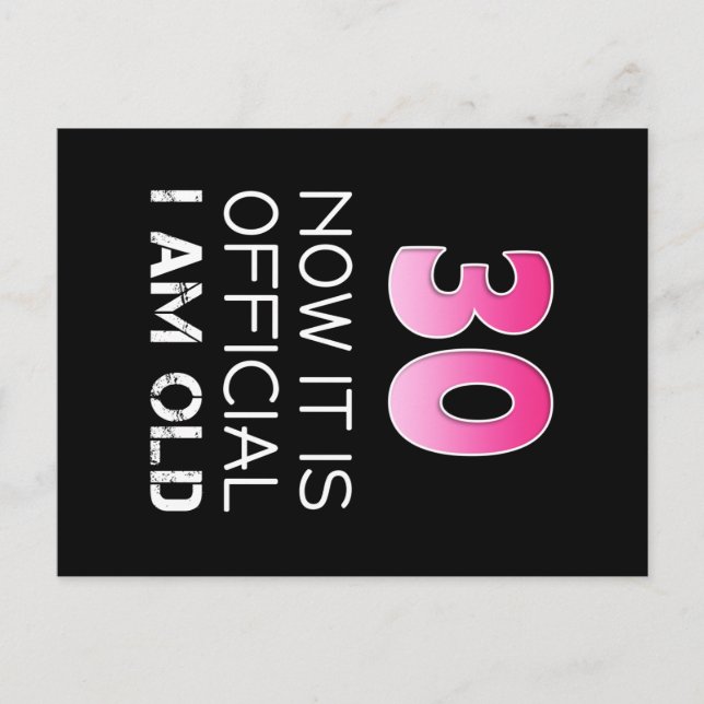 Postal Camiseta de cumpleaños número 30 para mujeres. Aho (Anverso)