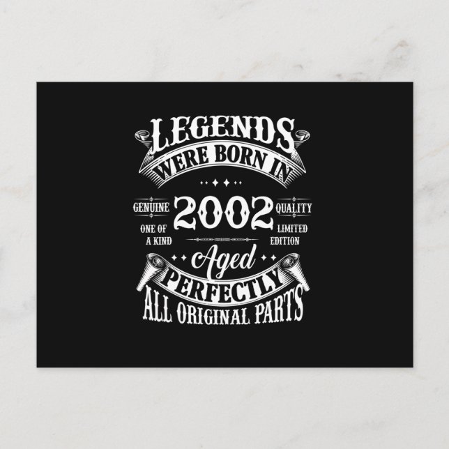 Postal Camiseta de Cumpleaños Vintage Leyendas Nacidas En (Anverso)