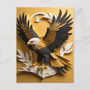 Postal Camiseta de diseño de arte de papel en 3D de águil