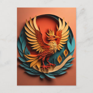 Postal Camiseta de diseño de arte en papel Phoenix