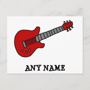 Postal Camiseta de guitarra personalizada para niños o Ch