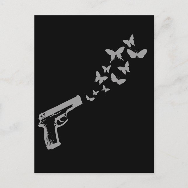 Postal Camiseta de la pistola de mariposa / Camiseta del  (Anverso)
