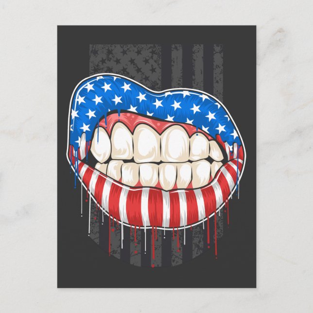 Postal Camiseta de los labios norteamericanos (Anverso)
