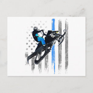 Postal Camiseta de moto de nieve de la bandera americana