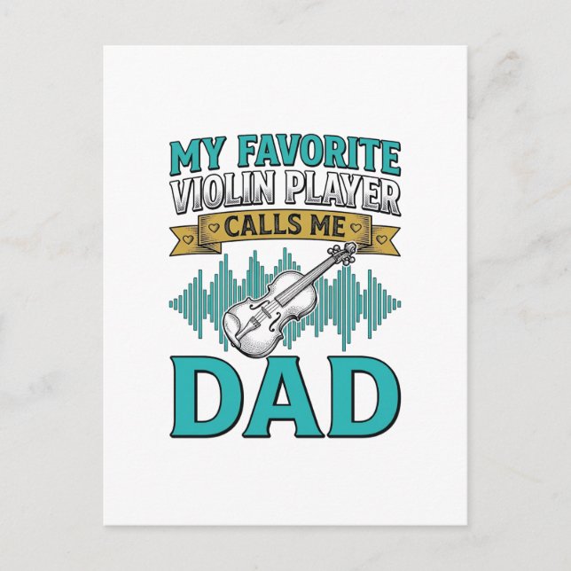 Postal Camiseta de Papá Violinista Me Llama D (Anverso)