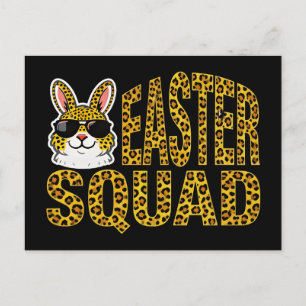 Postal Camiseta de Pascua Bunny Huevos Cuadros Leopardo