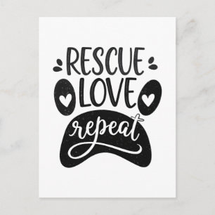 Postal Camiseta de pata de perro Rescue Love Repeat