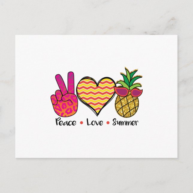 Postal Camiseta de Verano Genial Paz Amor (Anverso)