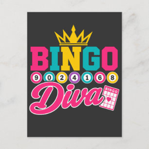 Postal Camiseta Diva del Bingo Reina Afortunada Corona Bi