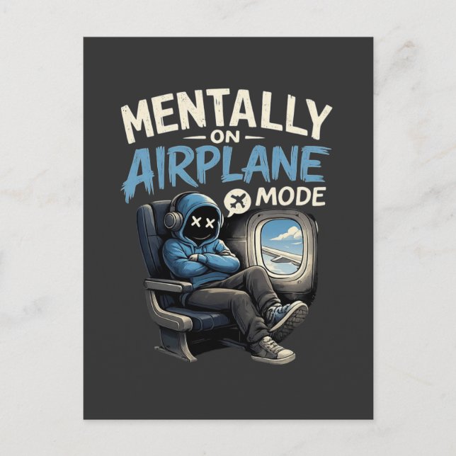 Postal Camiseta Divertida de Chico de Anime Mentalmente e (Anverso)