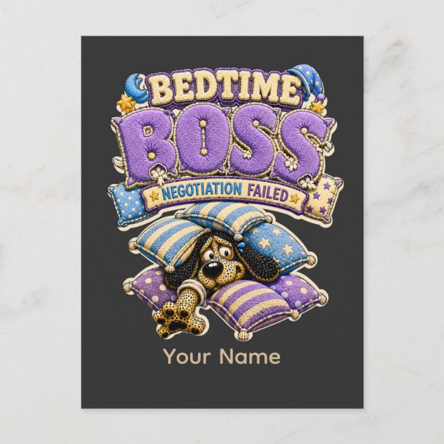 Postal Camiseta Divertida de Dormir Jefe (Anverso)