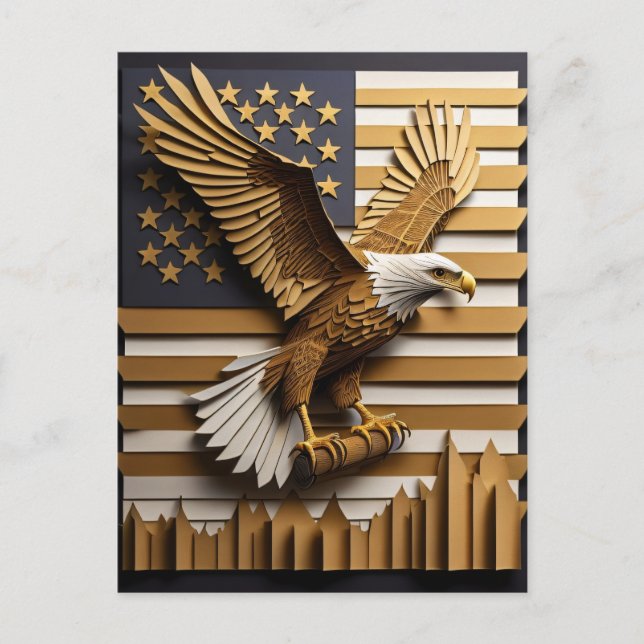 Postal Camiseta Eagle 3D Paper Art Design (Anverso)