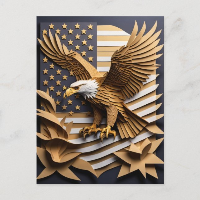 Postal Camiseta Eagle 3D Paper Art Design (Anverso)